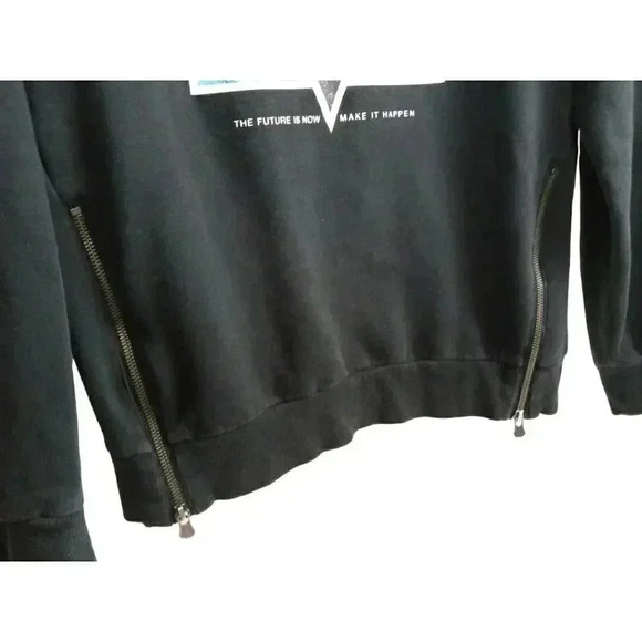 Adidas Neo Mens Crew Sweatshirt Black Cotton Blend Full Sleeve Printed Size L - Picture 5 of 6